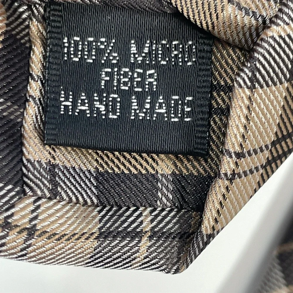 Milani Brown Plaid Microfiber Necktie Mens OS